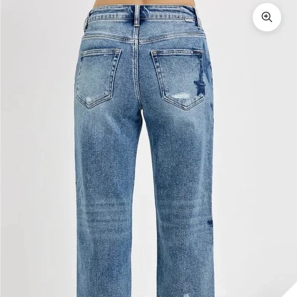 Risen Celeste High Rise Star Shadow Boyfriend Jeans NWT - Picture 3 of 7